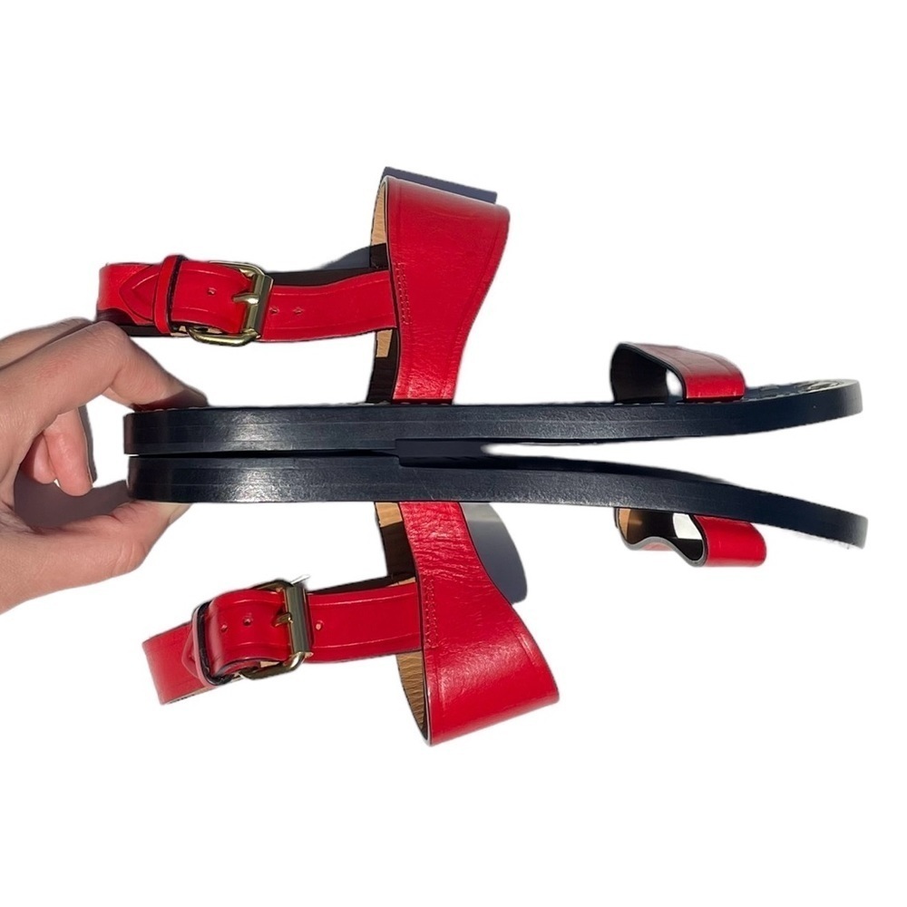Isabel Marant Jizza Leather Sandals gold buckle red women’s 6 EUR 36 NEW - Picture 10 of 13